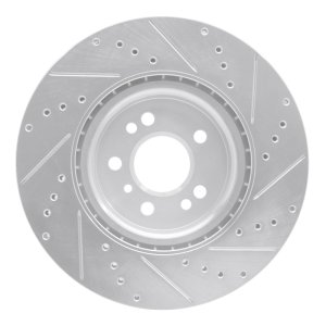 Mercedes-Benz ML350 Brake Rotor (1) - Front Left - R1 Concepts - Drilled & Slotted - Silver - `12-`18